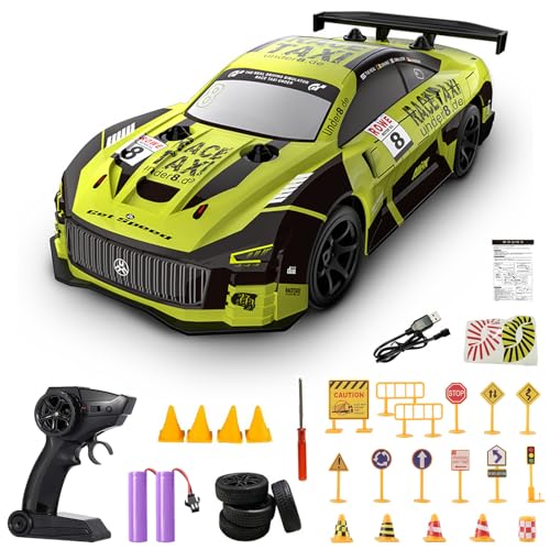 Ferngesteuertes Auto,RC Drift Car,LED Blinken RC Auto Spielzeug,Rennauto Ferngesteuert,Remote Control Car,Spielzeug Rennauto mit LED-Licht,Road Drift RC Auto Spielzeug,für Erwachsene Kinder von HUIKUANGEU