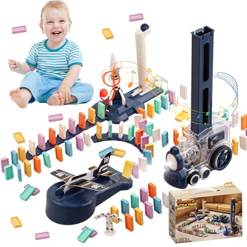 HUIKUANGEU Domino Zug Spielzeug Set,200 Stück Domino Baustein Zug Set,Elektrischer Zug Domino,Elektrischer Zug Domino Spielzeug,Pädagogisches Spielzeug,für Mädchen und Jungen ab 3 Jahren von HUIKUANGEU