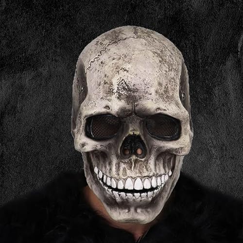 HUIKUANGEU Halloween Maske Totenkopf Maske,Gruselige Vollkopf 3D Skelett Maske,Biochemische Skelettmaske mit Beweglichem Kiefer,Realistische Halloween Totenkopfmaske,für Cosplay Halloween Party von HUIKUANGEU