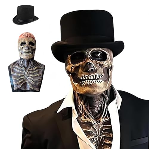 HUIKUANGEU Halloween Maske Totenkopf Maske,Gruselige Vollkopf 3D Skelett Maske,Biochemische Skelettmaske mit Beweglichem Kiefer,Realistische Halloween Totenkopfmaske,für Cosplay Halloween Party von HUIKUANGEU