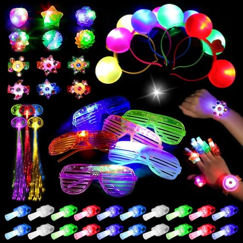 HUIKUANGEU Knicklichter Party Set,50 Stück Partyzubehör für Kinder LED-Leuchtspielzeug,Leuchtstäbe mit 20 Fingerlampe,Glow Sticks,Leuchten im Dunkeln,für Hochzeiten Geburtstage Festivals Party von HUIKUANGEU