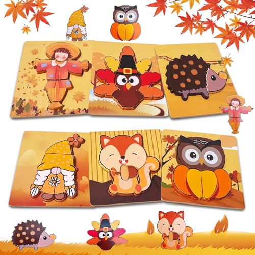 Wooden Puzzles for Toddlers,6 Stückt oddler Puzzles,Steckpuzzle Holz Montessori Spielzeug für Baby,Holzpuzzle füf Kleinkinder,Wooden Puzzles Toddler Toys,Holzspielzeug für Jungen und Mädchen. von HUIKUANGEU