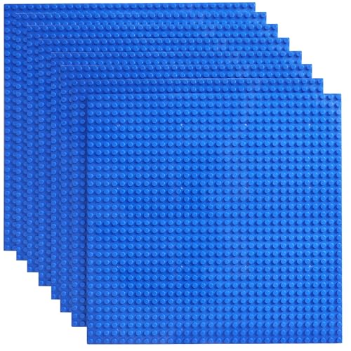 HUIZDQ 8 Stück Klassische Grundplatten für Bauklötze, 100% kompatibel mit Allen großen Marken, mit 32 X 32 Noppen, Blau von HUIZDQ