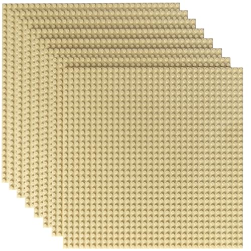 HUIZDQ 8 Stück Klassische Grundplatten für Bauklötze, 100% kompatibel mit Allen großen Marken, mit 32 X 32 Noppen, Sand von HUIZDQ