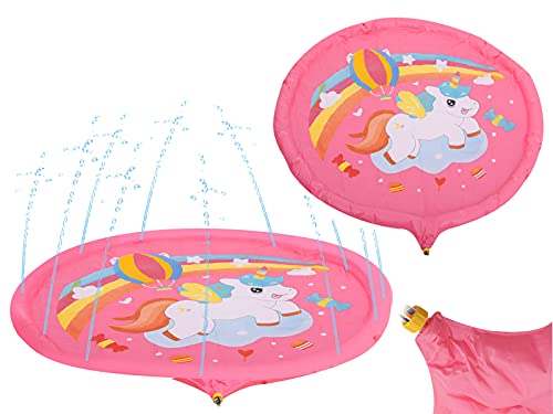 Einhorn Sprinkler Wassermatte Gartenbrunnen - Durchmesser: 170cm - Farbe: Pink - Sicher für Kinder - Splash - mit Wassersträhnen von HUKITECH