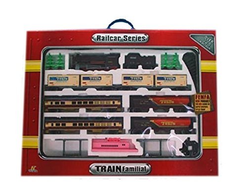 Railcar Series - Interaktive elektrische XXXL Eisenbahn FENFA - Voyage (16 Teile) - Skala 1:87 - Realistische Sound- und Lichteffekte - Lokomotive Dampflok Lok Zug Batteriebetrieb von HUKITECH