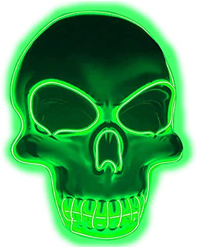 HULA Halloween-Maske, LED-Leuchtmaske LED-Leucht-Halloween-Maske Leuchtende LED-Gesichtsmaske für Halloween-Festival-Party (Grün) von HULA