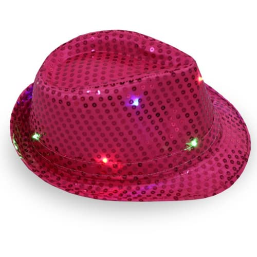 LED-Hut Leuchtender Hysteresenhut Leuchtender Fedora Blinkender Neuheit Funky Disco-Zylinder Leuchtender Hut (Rot) von HULA