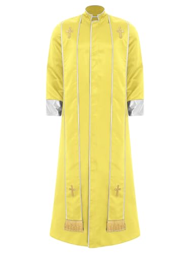 HULIJA Herren Priesterkostüm Priesterrobe mit Stola Pastor Predigergewänder Kirchenchor Kostüm Gelb XXL HULIJA Herren Priesterkostüm Priesterrobe mit Stola Pastor Predigergewänder Kirchenchor Kostüm Gelb XXL von HULIJA
