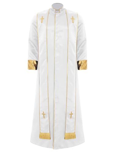 HULIJA Herren Priesterkostüm Priesterrobe mit Stola Pastor Predigergewänder Kirchenchor Kostüm Weiß M HULIJA Herren Priesterkostüm Priesterrobe mit Stola Pastor Predigergewänder Kirchenchor Kostüm Weiß M von HULIJA