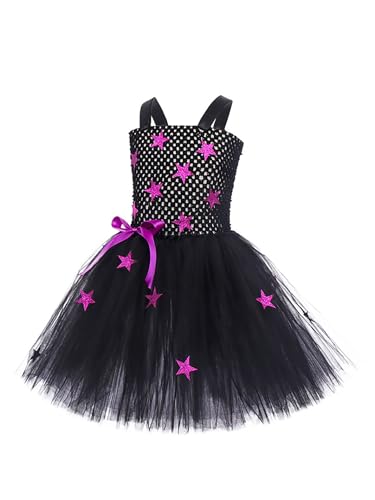 HULIJA Kinder Mädchen Hexen Kostüm Halloween Ärmellos Zubehör Kleid mit Hexenhut Hexen Kleid Witch Kostüm Fasching Karneval Cosplay Kostüm Schwarz 104-110 von HULIJA