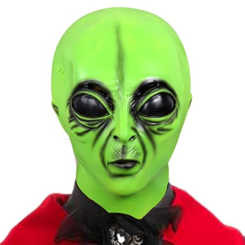 HUNJHYC Alien Kopfzubehör, Alien Cosplay Kostüm - Realistisches Halloween Kopfzubehör | Tragbare Festival Gesichtsbedeckung, vielseitiges Scherzzubehör für Karneval von HUNJHYC