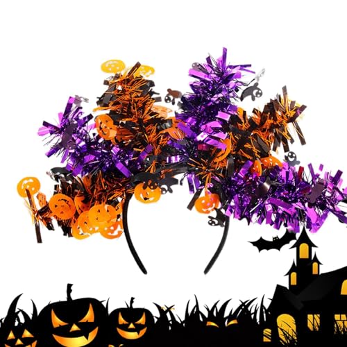 HUNJHYC Halloween- -Stirnbänder, Geister-Stirnbänder für Frauen | Halloween-Kostüm-Stirnbänder, bunte Wollstreifen - Cosplay-Requisiten, Halloween-Kopfbedeckung, Partygeschenke für Frauen und Mädchen von HUNJHYC