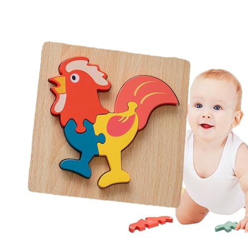 Holzpuzzles für Kleinkinder,-Holzpuzzles, 3D-Tier-Holzpuzzles, Spielzeug für 1- bis 3-Jährige, Lernpuzzles für die Feinmotorik von Kindern von HUNJHYC