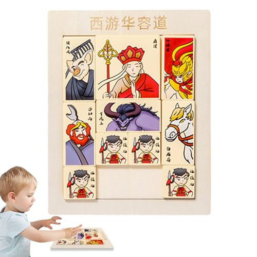 Zahlenschiebe-Puzzlespiel, Schiebe-Zahlenrätsel für Kinder - Holzpuzzlespiele - Chinesisches historisches Figurendesign für Handgeschwindigkeits-Übungshelfer, sicher zu berühren von HUNJHYC