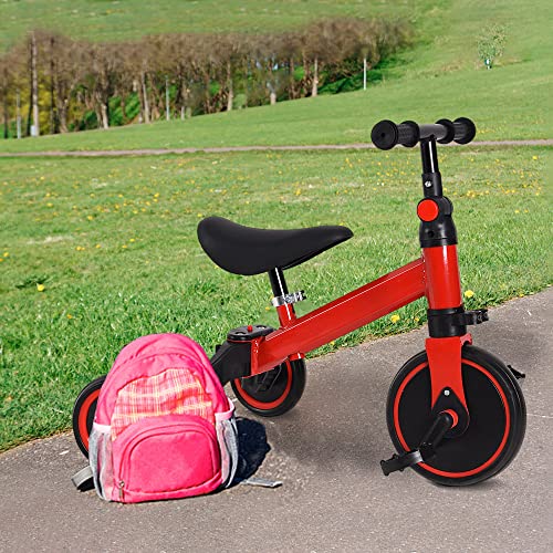 HUOLE Laufrad für Kinder ab 1 Jahr, Spielzeug mit 3 Rädern, für Babyfahrrad von 12 bis 36 Monaten, erstes Fahrrad ohne Pedale für Jungen und Mädchen als Geburtstagsgeschenk (rot) von HUOLE