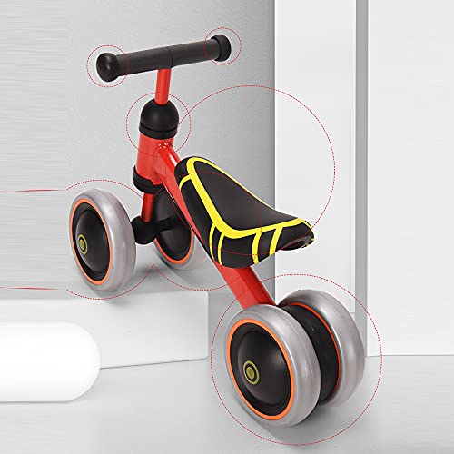 Kinder Laufrad Lauffahrrad Balance Bike ab 1 Jahr Baby Rutschrad mit TPU-Rädern Keine Schrauben Geschenke für Jungen/Mädchen Kleinkind Spielzeug-50 * 18 * 38cm-rot von HUOLE