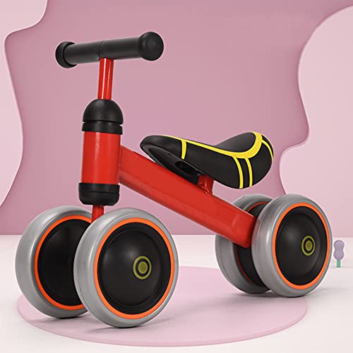 Laufrad für Kinder ab 1 Jahr, Spielzeug mit 4 Rädern, für Babyfahrrad von 12 bis 36 Monaten, erstes Fahrrad ohne Pedale für Jungen und Mädchen als Geburtstagsgeschenk, 50 x 18 x 38 cm, Rot von HUOLE