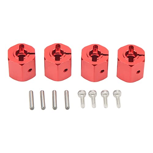 HUONIU 4PCS Aluminiumlegierung 12mm Sechskantradadapter für 1/10 RC Autos Axial SCX10 D90 TRX4 MST Rot (Rot) von HUONIU