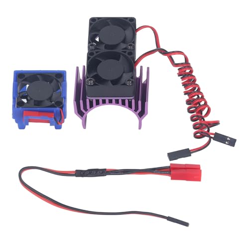 HUONIU VXL 3s Lüfter + Dual Fan Kühlkörper Kit für Traxxas Slash 4x4 1/10 RC Auto DC 5V (Lila) von HUONIU