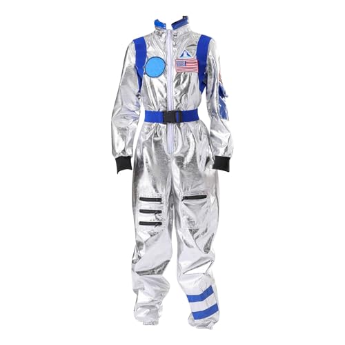 HUOQI Halloween Kind Unisex Weiß Astronaut Kostüm Pilot Overall Mit Junge Festlich (Blue, 4-5 Years) von HUOQI