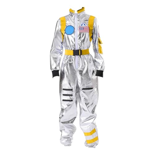 HUOQI Halloween Kind Unisex Weiß Astronaut Kostüm Pilot Overall Mit Junge Festlich (Yellow, 6-7 Years) von HUOQI