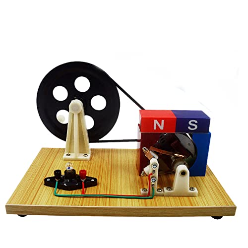 HUQHUMSK Physikalisches handgekurbeltes AC/DC-Generatormodell, elektromagnetische Versuchsausrüstung, magnetoelektrisches Demonstrationsgerät für den Physikunterricht von HUQHUMSK