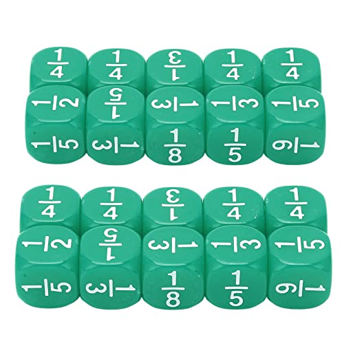 HUSHUI 20-teiliges Bruchwürfel-Klassenset, 6-seitiges, Facettenreiches Tischspiel aus Kunststoff, Mathe-Lernspielzeug für Kinder Zum Mathe-Üben (Grün) von HUSHUI