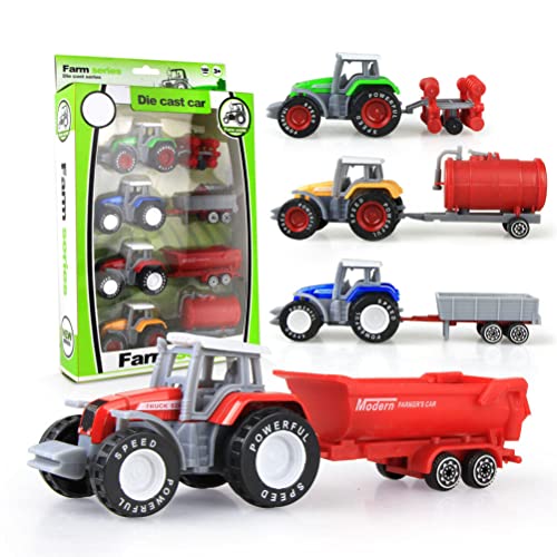 HUSHUI 4 Stück Legierung Traktor Spielzeug Set Engineering Auto Modell Bauernhof Fahrzeuge Spielzeug Traktoren Auto Spielzeug Kinder Kinder Jungen von HUSHUI