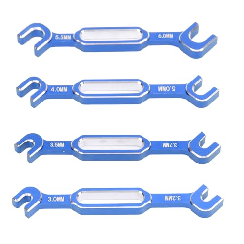 HUSHUI 4 Stück RC Spannschlossschlüssel 3,0 3,2 3,5 3,7 4,0 5,0 5,5 6,0 Mm Aluminiumlegierung Spannschlossmutter Kugelgelenkentferner (Blau) von HUSHUI