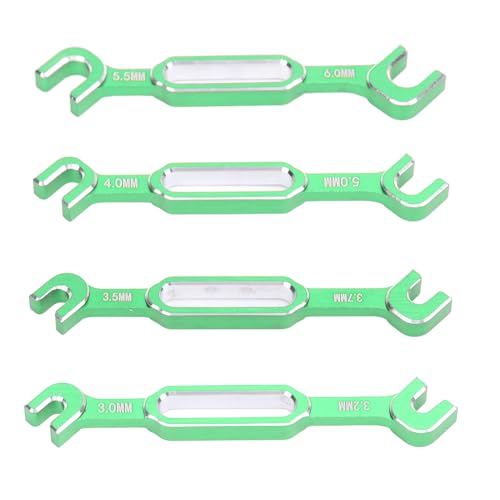 HUSHUI 4 Stück RC Spannschlossschlüssel 3,0 3,2 3,5 3,7 4,0 5,0 5,5 6,0 Mm Aluminiumlegierung Spannschlossmutter Kugelgelenkentferner (Grün) von HUSHUI