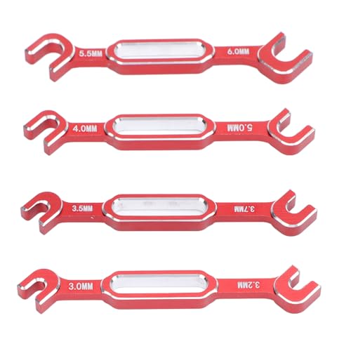 HUSHUI 4 Stück RC Spannschlossschlüssel 3,0 3,2 3,5 3,7 4,0 5,0 5,5 6,0 Mm Aluminiumlegierung Spannschlossmutter Kugelgelenkentferner (Rot) von HUSHUI