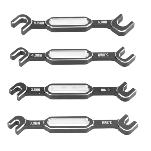 HUSHUI 4 Stück RC Spannschlossschlüssel 3,0 3,2 3,5 3,7 4,0 5,0 5,5 6,0 Mm Aluminiumlegierung Spannschlossmutter Kugelgelenkentferner (Schwarz) von HUSHUI