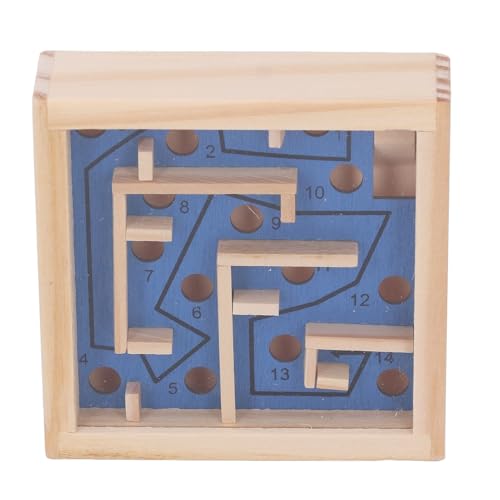 HUSHUI Holz-Labyrinth-Balance-Spiel, Interaktives Pädagogisches Desktop-Holzlabyrinth, Bewegliches Ball-Balance-Spielzeug für Kinder (A) von HUSHUI