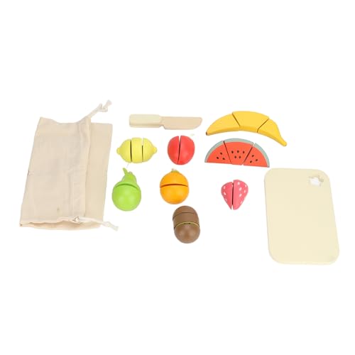 HUSHUI Kids Fantasy-Küche Spielnahrungsmittelspielzeug mit Schneidebrett, Aufbewahrungstasche, Obstschneidespielzeug zur Verbesserung der Feinmotorik von HUSHUI
