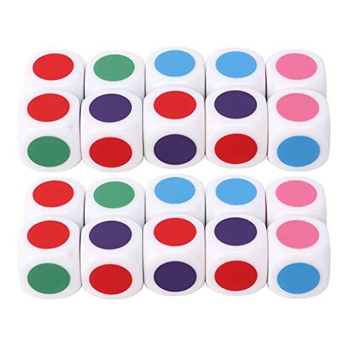 HUSHUI Spot-Game-Würfel-Set, 20 Stück, Farbpunktwürfel, 6 Farben, Rechtwinklige Lehrwürfel für Brettspiele, Digitales Unterrichten von HUSHUI