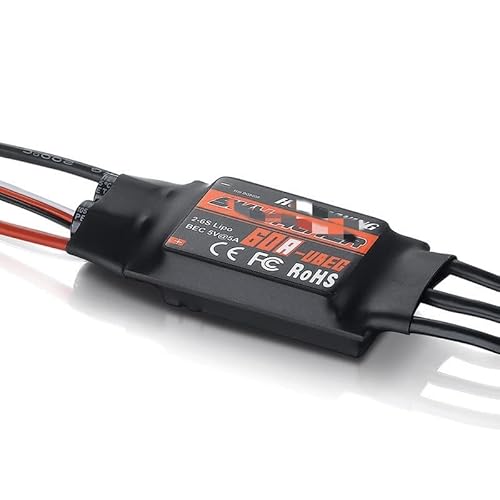 For Hobbywing for SKYWALKER Original Series 2-6S 12A 15A 20A 30A 40A 50A 60A Brushless ESC Speed ​​Controller mit UBEC for RC Quadcopter (Color : 60A) von HUTIANSN