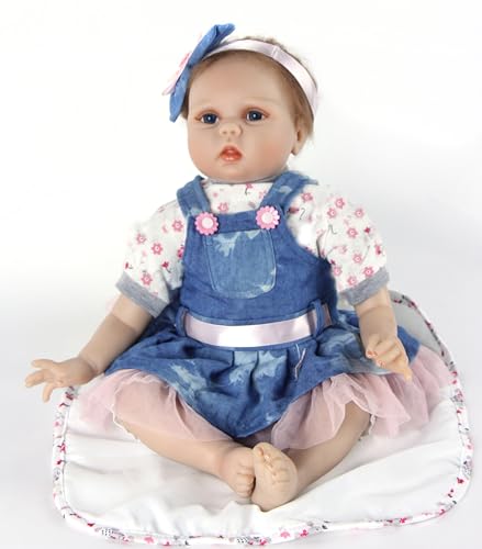 HUYRP Reborn Puppe 22 Zoll - 55cm Handgemachte Reborn Baby Puppen Weicher Stoff Körper Reborn Baby Puppen Realistische Reborn Baby Puppen Baby Reborn Puppen Geeignet Für Kinder über 3 Jahre alt von HUYRP