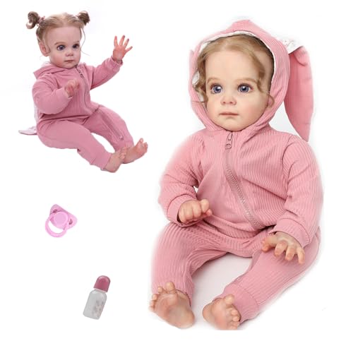 HUYRP Reborn Puppe 24 Zoll - 60cm Neugeborenes Baby Mädchen Puppen Vinyl Baby Puppe Baumwolle Körper Reborn Baby Puppen Sieht aus wie eine echte Puppe Neugeborenes Baby Puppe Brithday Geschenk von HUYRP