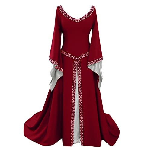 HUyydza Damen Mittelalter Kleid - Halloween Karneval Kleid Vintage Schwarz Hexenkleid Vampirkostüm Minikleid Hexenkleid Vampir Verbandkleid für Cosplay Cosplay Club Party Kostüme von HUyydza