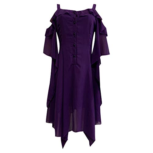 HUyydza Damen Mittelalter Kleid - Spitzen Vintage Gothic Kleidung Teufel Vampir Kostüm Vampirkostüm Minikleid Hexenkleid Erwachsene Vampir Lange Kleid Horror Party Prinzessin Kostüm von HUyydza