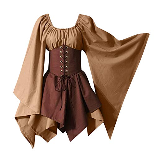 HUyydza Gotisches Kleid Damen - Damen 80er Jahre Mittelalter Kleidung Teufel Vampir Kostüm Karnevalskostüm Renaissance Mittelalterkleid Vampir Verbandkleid für Cosplay Karneval Halloween Party von HUyydza