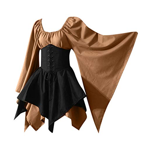 HUyydza Gotisches Kleid Damen - Damen 80er Jahre Mittelalter Kleidung Teufel Vampir Kostüm Karnevalskostüm Renaissance Mittelalterkleid Vampir Verbandkleid für Cosplay Karneval Halloween Party von HUyydza