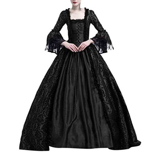 HUyydza Mittelalter Kleid Damen - Halloween Karneval Kleid Teufel Vampir Kostüm Karnevalskostüm Trompetenärmel Gotisch Maxikleid Gothic Vintage Clothes für Cosplay Party Prinzessin Kostüm von HUyydza