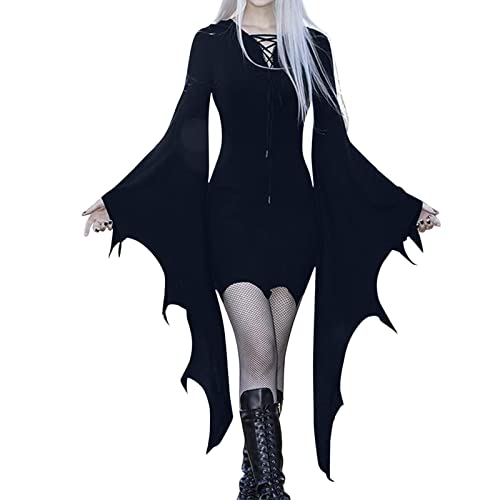 HUyydza Mittelalter Kleid Damen - Mittelalter Kleidung Damen Teufel Vampir Kostüm Karnevalskostüm Renaissance Mittelalterkleid Vampir Verbandkleid für Cosplay Karneval Party Halloween Kostüm von HUyydza