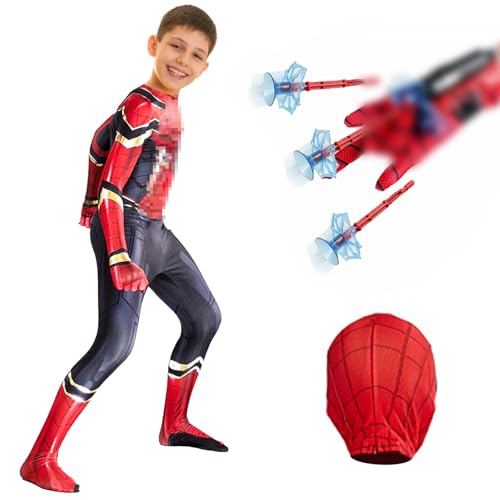 HVIERO Spider Kostüm Kinder 3 4 Jahre mit Handschuhe Zubehör Suit Cosplay Schwarz Rot Kinder 98 104 110 Jungen Mädchen Karneval Kostüm Kinder von HVIERO