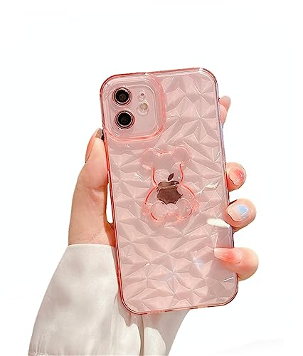 HVO HOV67 iPhone 11pro/11pro max/12 max/13 pro max Violent Bear Handyhülle niedliche Kristall TPU mit Lanyard Loch stoßfeste Hülle transparente (Rosa) von HVO