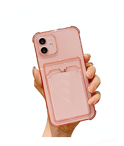 HVO HOV67 Telefonhülle transparente Brieftaschenhülle TPU stoßfest Handyhülle für iPhone 13 Pro Max schlanker stoßdämpfender Kartenhalter (Rosa), Toner von HVO