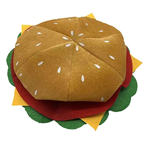 HVRFJXI Einzigartige Kopfbedeckung Cartoon Einzigartige Cheeseburger Förmige Kopfbedeckung Fast Food Hamburger Mütze Foto Requisite Für Karneval Cosplay von HVRFJXI