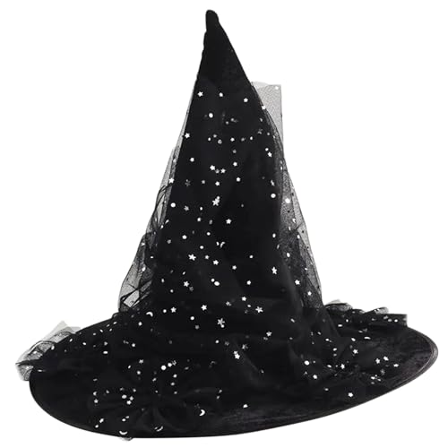 HVRFJXI Halloween Hexenhut Zarte Pailletten Retro Witch Hüte Für Maskerade Fashion Adults Cosplay Kostümzubehör von HVRFJXI